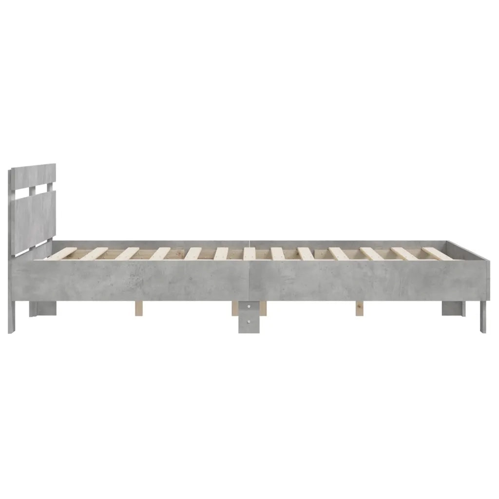 Letto matrimoniale | Letto per adulti | Giroletto Testiera Grigio Cemento 140x200 cm Legno Multistrato