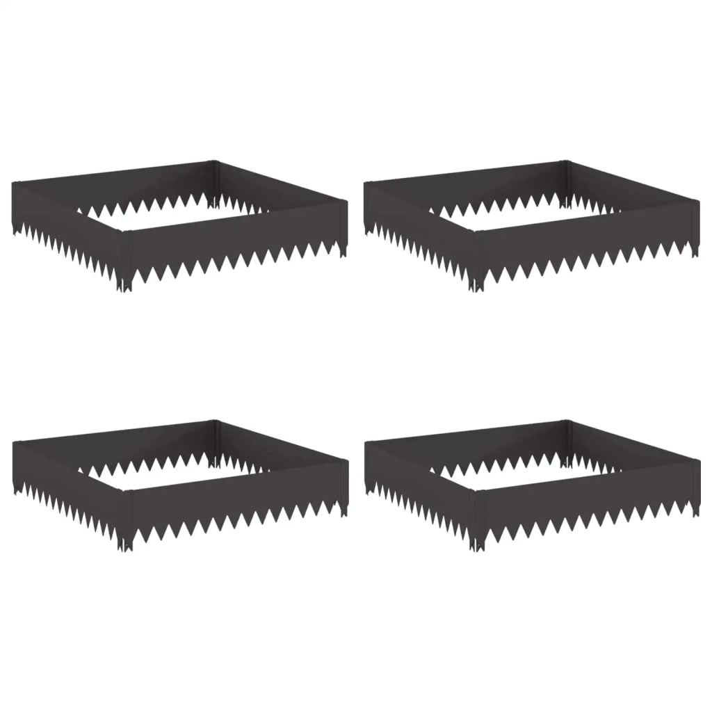 Bordura per Prato 4 pcs 100 x 100 x 20 cm Acciaio Nero 8008960