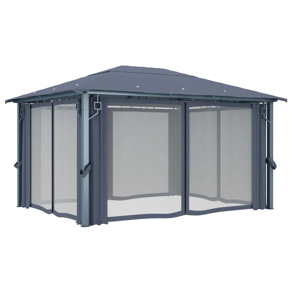 Gazebo con Tenda 400 x 300 cm Antracite in Alluminio