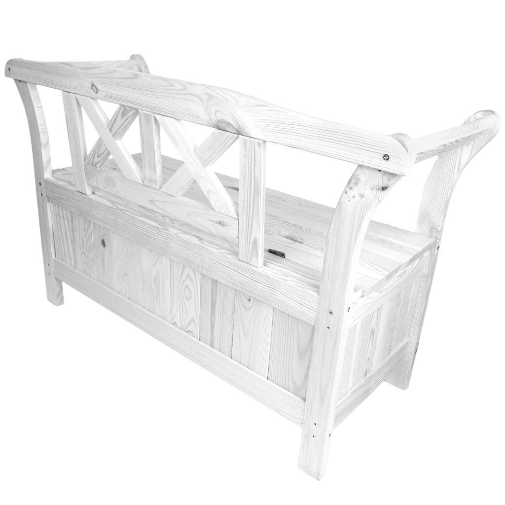 Panchina da giardino in legno KADAX con contenitore e schienale per terrazzo, 119 cm