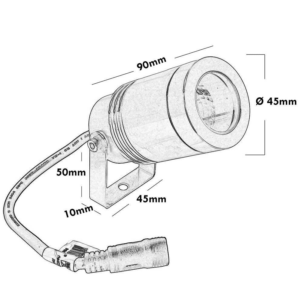 Trade Shop - Mini Faretto Led 24v Ip68 Rgb 4000k Staffa Orientabile 8w Dmx Rgbw Luce Giardino -