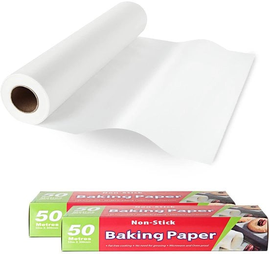 2 x Carta per Forno in Rullo da 30 cm x 50 m Antiaderente Riciclabile