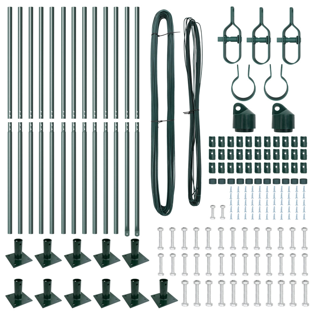 Pali per recinzione con basi 13 pcs Ã˜32mm 78,5cm in acciaio zincato
