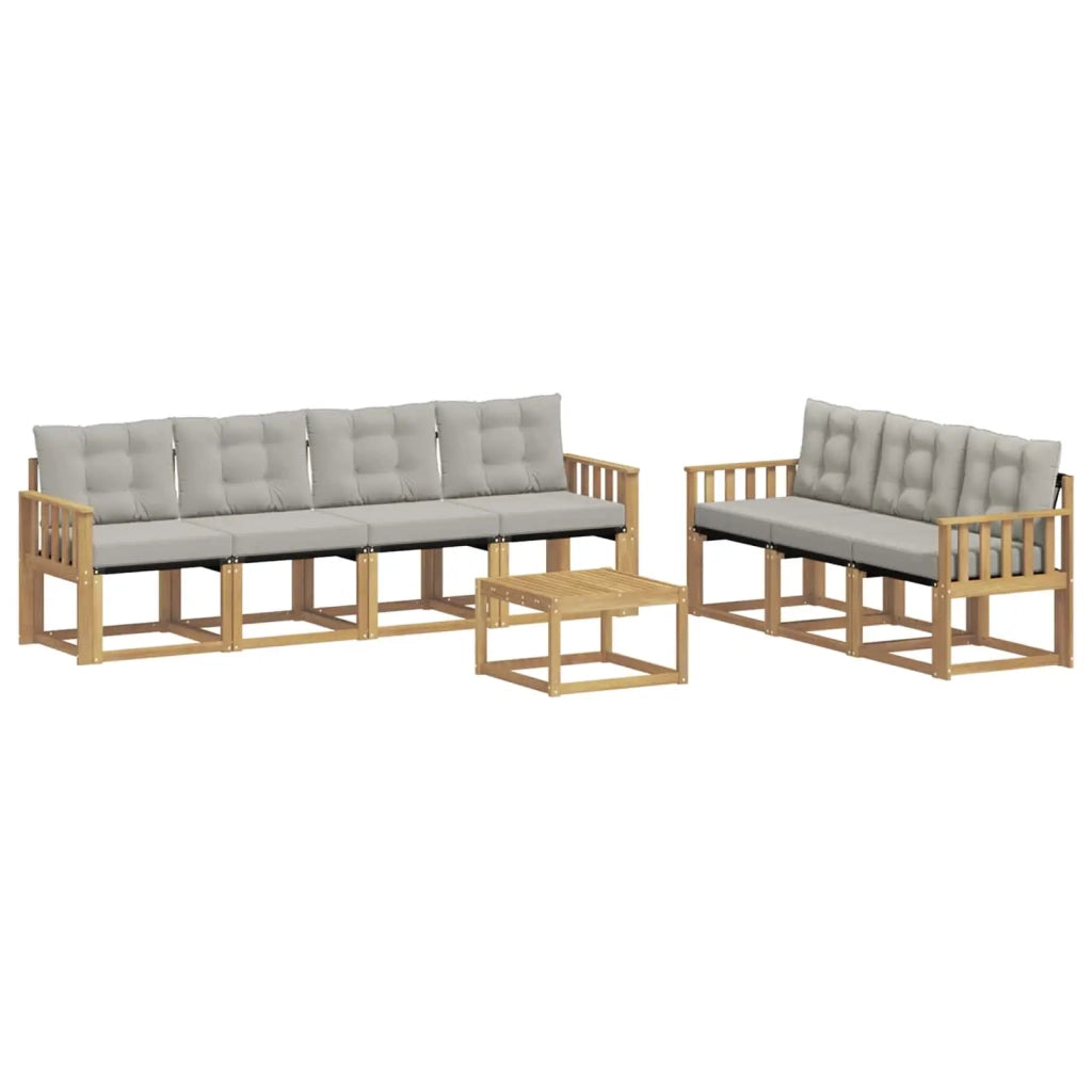 Set di divani da esterno 8 pz Bianco e Grigio Chiaro 3389281