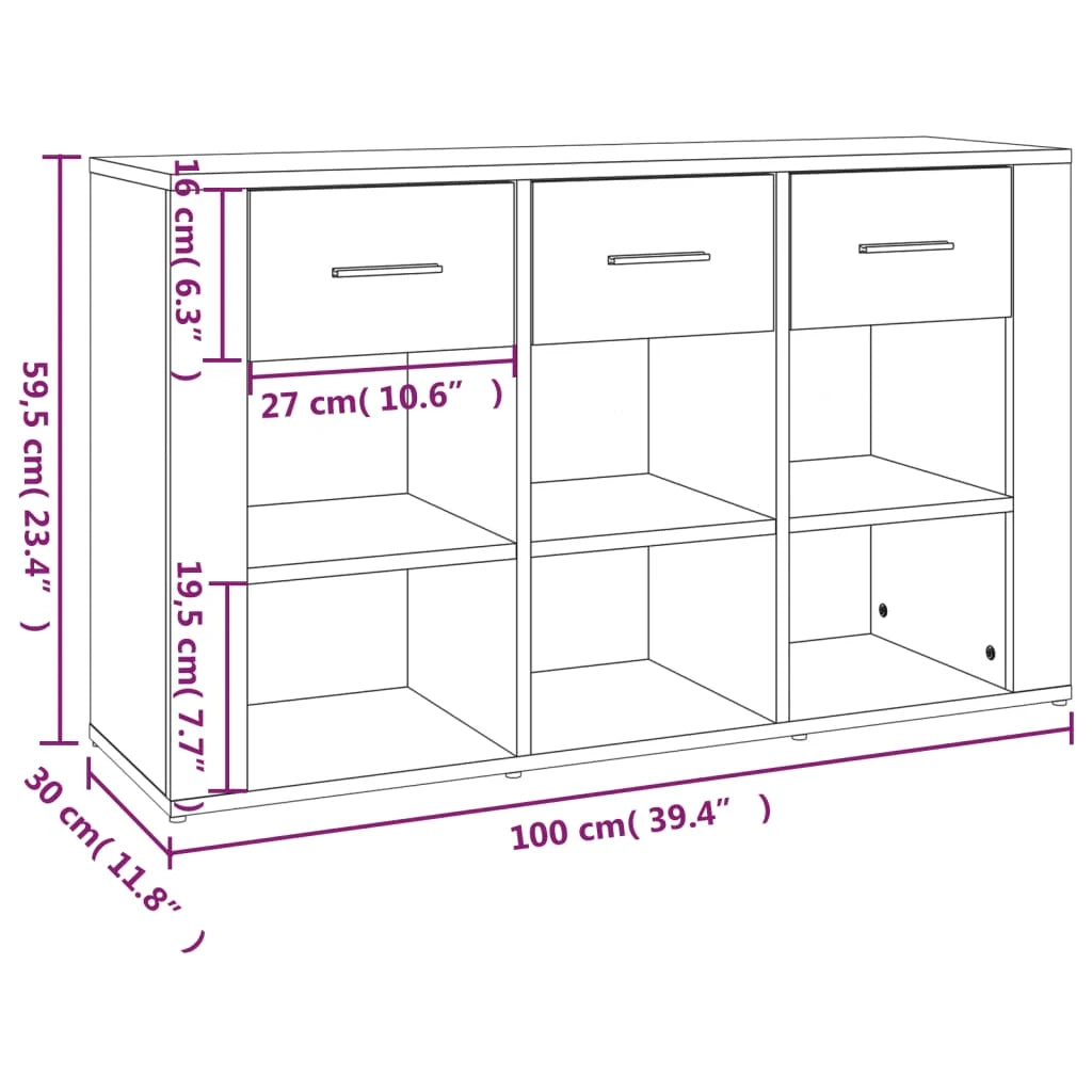 Buffet credenza cassettiera armadio mobile contenitore organizer per cucina soggiorno salotto 100 x 30 x 59,5 cm legno ingegnerizzato bianco 02_0030151