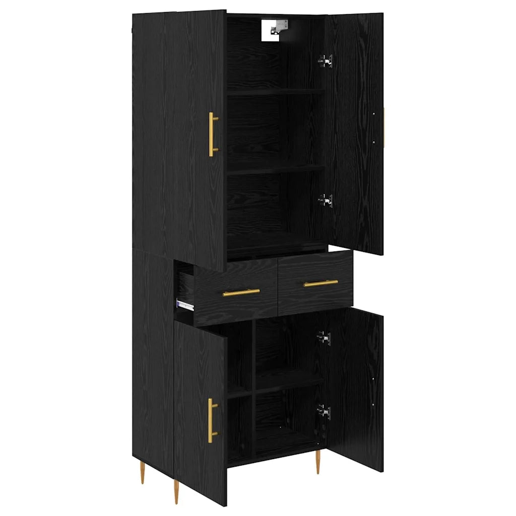 Credenza | Madia | Buffet da pranzo | Armadio da pranzo Rovere Nero 69,5 x 34 x 180 cm Legno multistrato