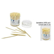 Trade Shop - Barattolo Da 450 Pezzi Stuzzicadenti In Legno Doppia Punta Cucina Denti -