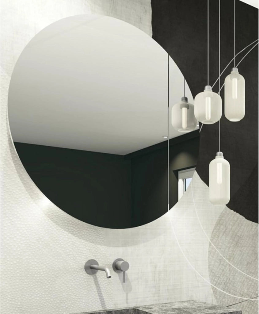 Specchio Rotondo da Parete PLAZA Ø60, Specchio Bagno Rotondo con Lamiere filo lucido IP20, Specchio Arredo Camera, Soggiorno