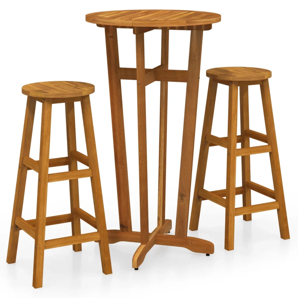 Set da Bar 3 pz in Legno Massello di Acacia 319699