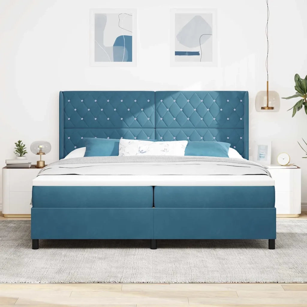 Letto a molle con materasso Blu 200 x 200 cm Velluto 3341976