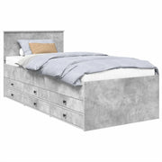 Letto singolo | Letto per adulti | Daybed Grigio Cemento e Nero 100 x 200 cm Legno multistrato