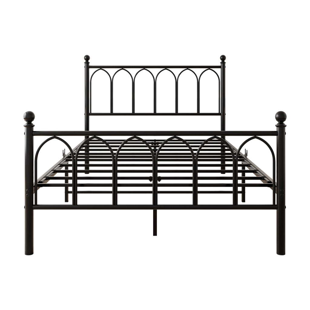 Letto singolo 120 × 200 cm con testiera e pediera alte, LED, 2 USB et presa, senza materasso, nero