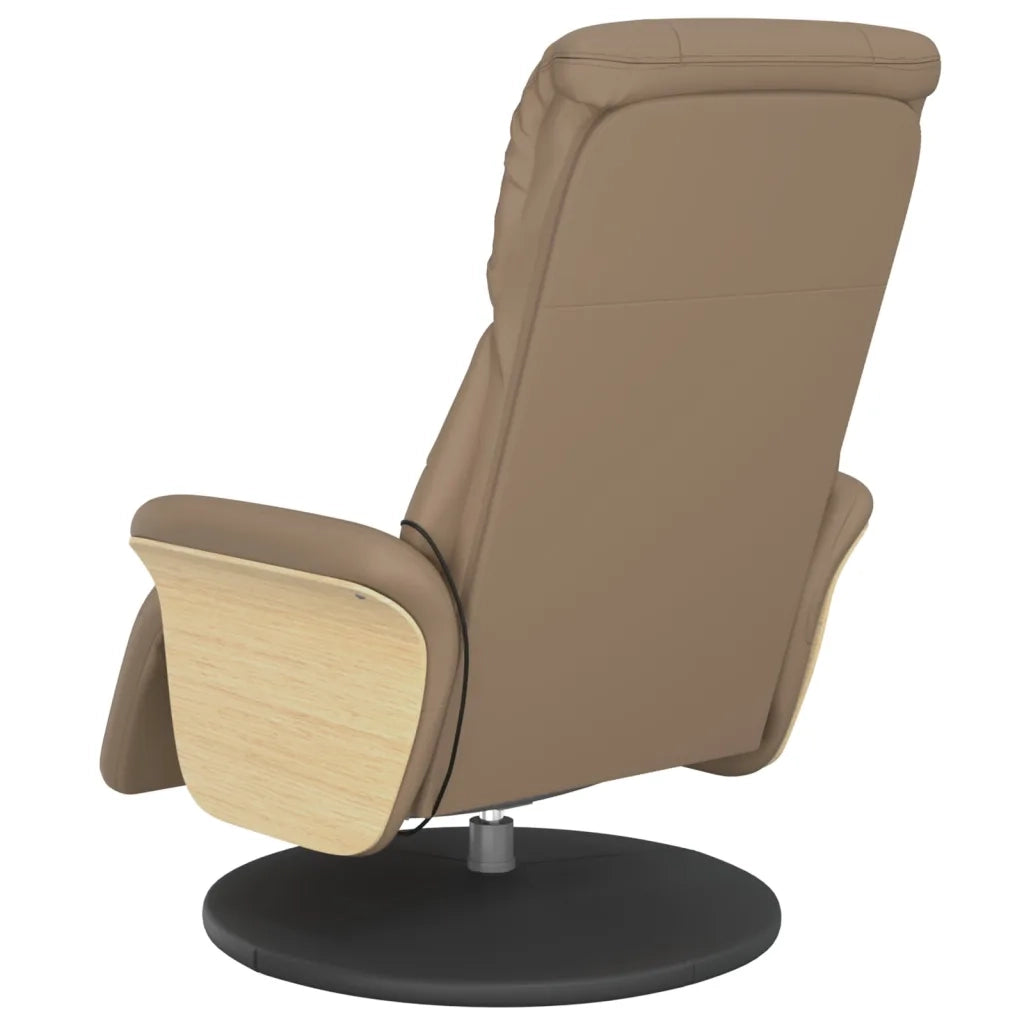 Divano Sedia-Poltrona Reclinabile Massaggi Poggiapiedi Cappuccino Similpelle 411627