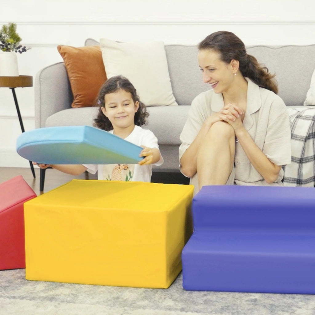 Set Costruzioni Morbide da 4 Pezzi, Gioco Educativo per Bambini Et¨¤ 1-3 Anni per Casa e Scuola, Multicolore