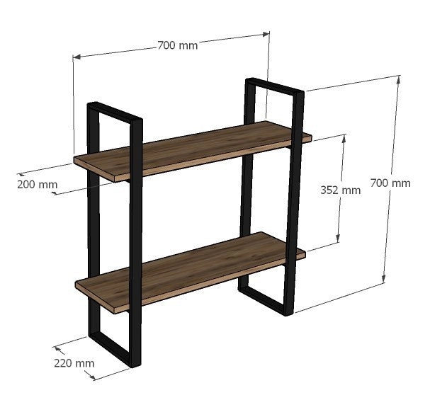Mensola da parete in legno "Buba" - 70 x 22 x 70 cm - Marrone
