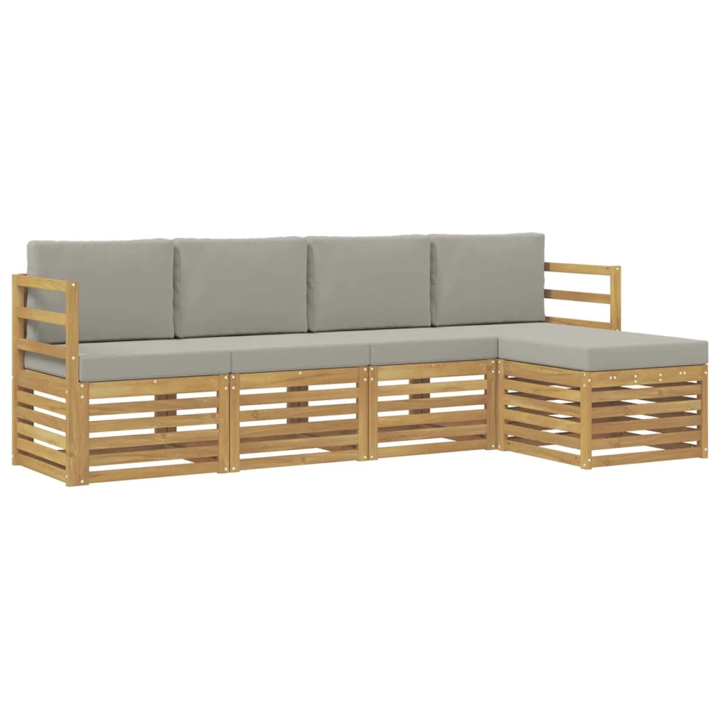 Set di divani da esterno 5 pcs Bianco e Grigio Chiaro