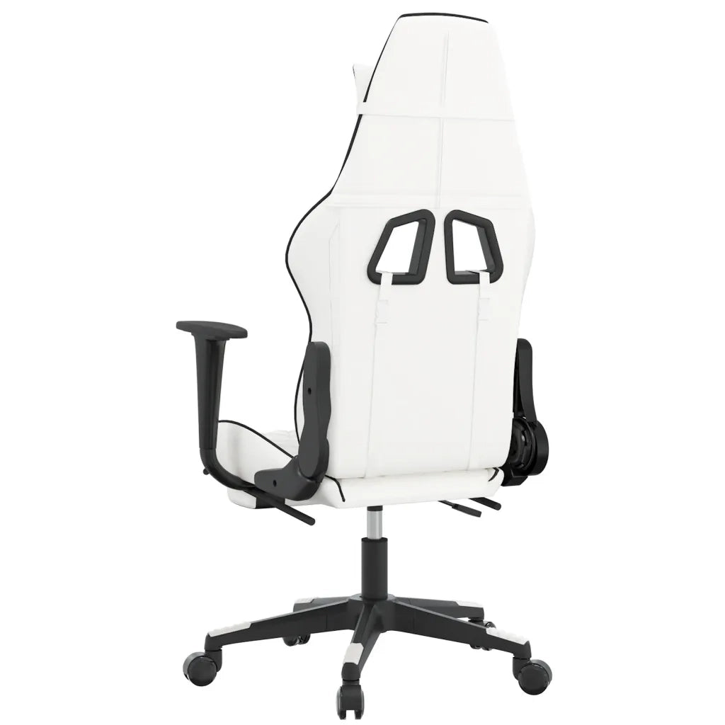 Sedia da Gaming | Sedia da e-sports con Poggiapiedi Bianco e Nero in Similpelle