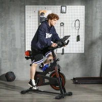 Cyclette da Casa con Volano da 8 kg e Schermo LCD, in Acciaio e ABS, 103x53x100-114 cm, Rosso e Nero