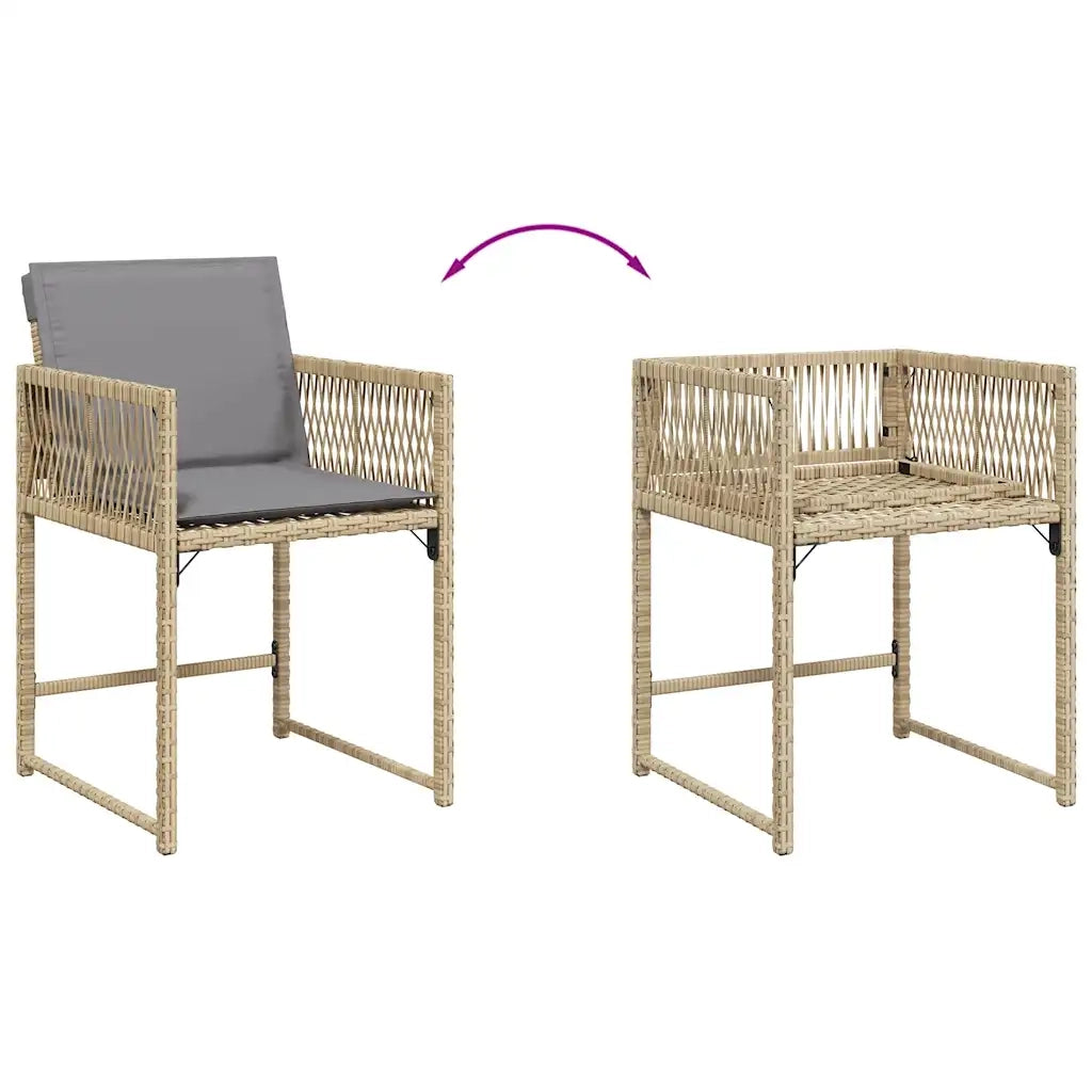 Sedie da Giardino con Cuscini 4 pz | Sedie da Esterno Beige Misto in Polyrattan