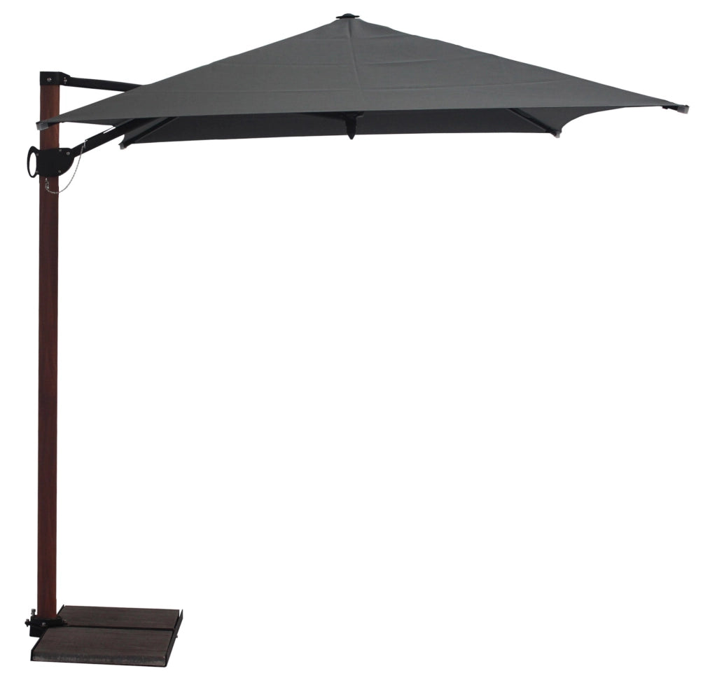 Ombrellone da Giardino Decentrato 3x2m Palo in Alluminio Effetto Legno Tessuto Poliestere Trend Wood Antracite