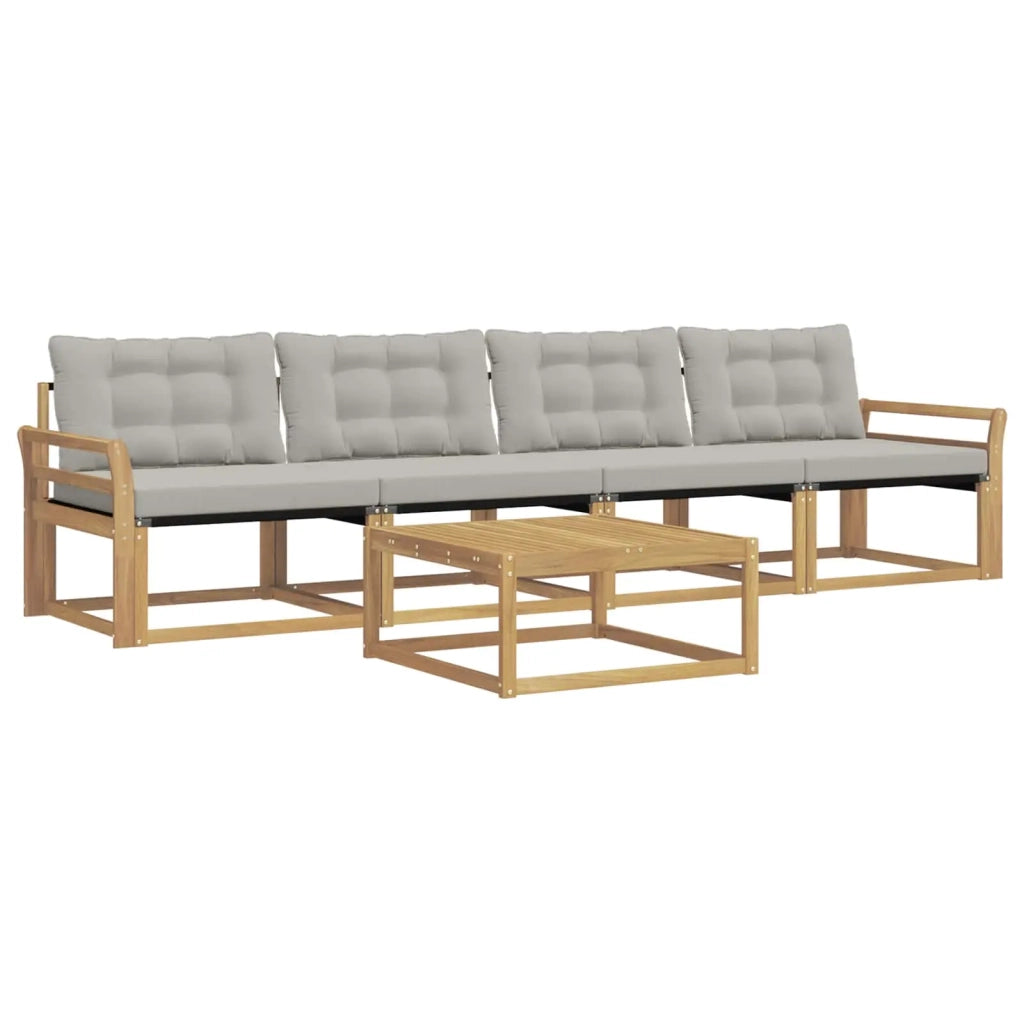 Set di divani da esterno 5 pcs Bianco e Grigio Chiaro