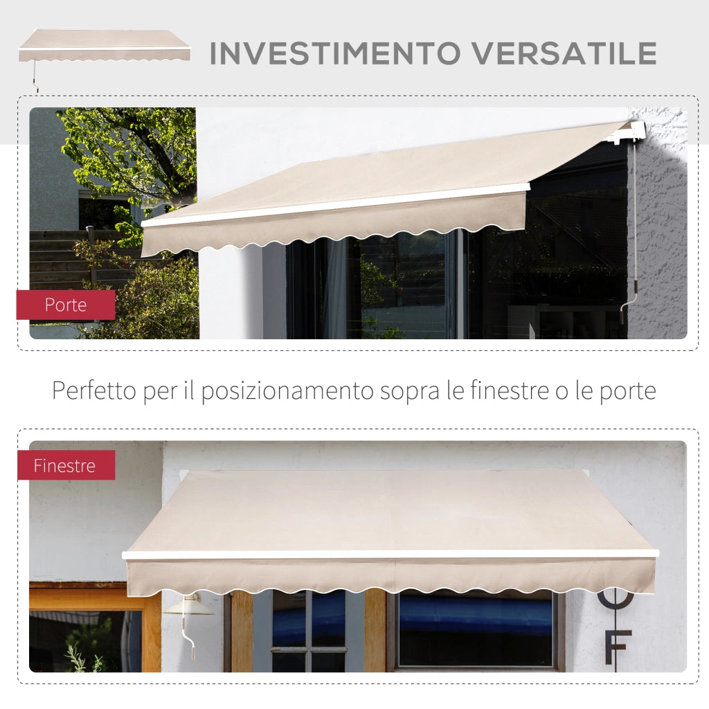 EasyComfort Tenda da Sole a Bracci per Esterno con Manovella, Metallo e Poliestere, 3x2.5m Beige