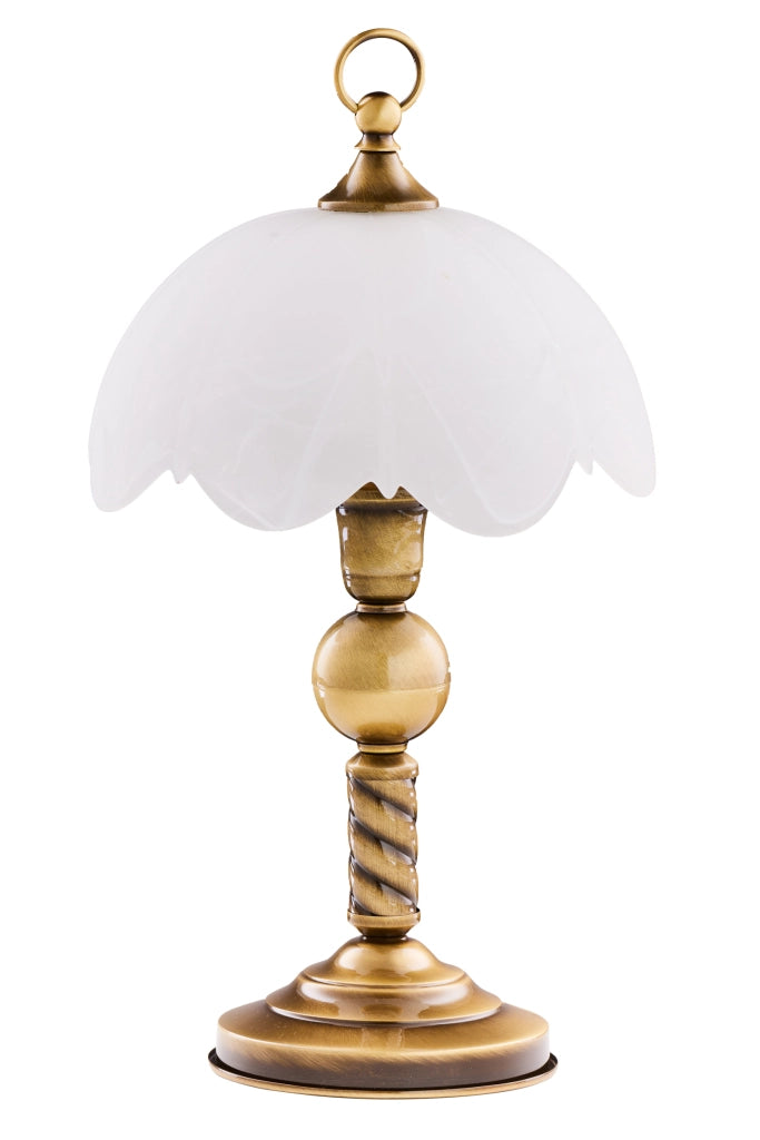 Lampada da tavolo retro ottone patinato bianco E14 11W Jupiter