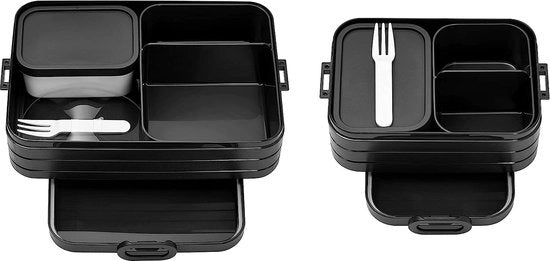 Set di contenitori per panini a doppia cassa, Edizione Limitata, Piccola o Grande, contenitore per pane con contenitori, adatto per un massimo di 4 o 8 panini, TPE/PP/ABS, 0 mm Edizione Nero (nero)