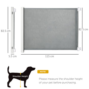 Cancelletto per Cani Estensibile 115x82,5 cm in Poliestere e Acciaio Bianco e Grigio