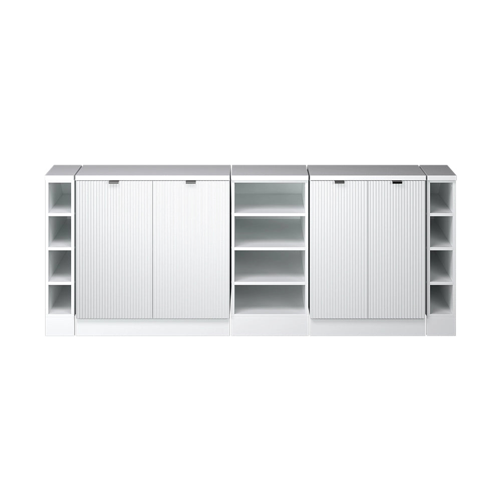 Mobile cucina sottotetto R-Line Ondulazione bianca/Bianco 210 cm Set di 5 carcasse armadio profondità 60 cm Vicco