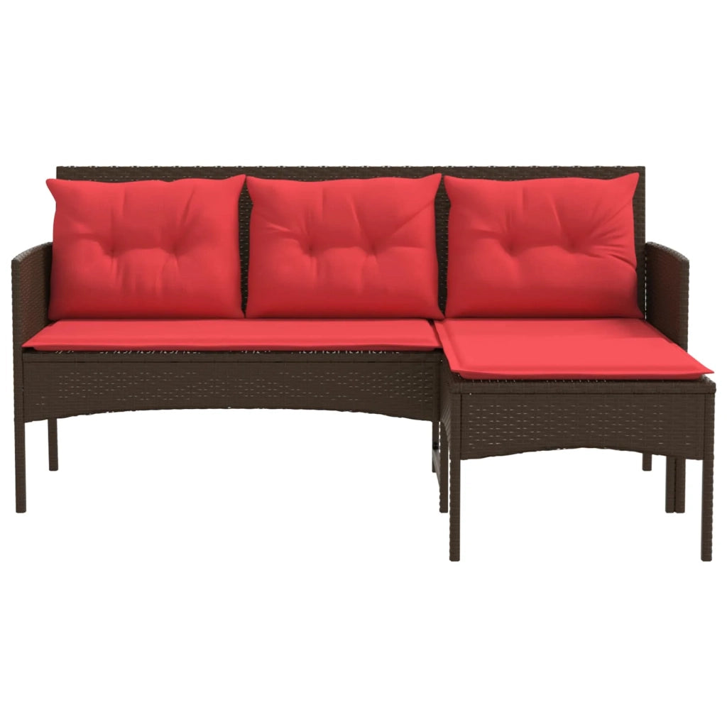 Set Divano da Giardino 2 pcs Marrone e Rosso polyrattan