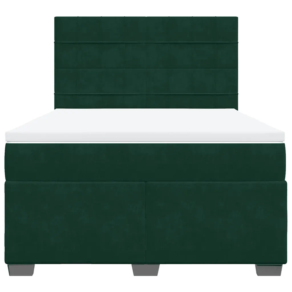 Giroletto a Molle con Materasso Verde Scuro 160x200 cm Velluto