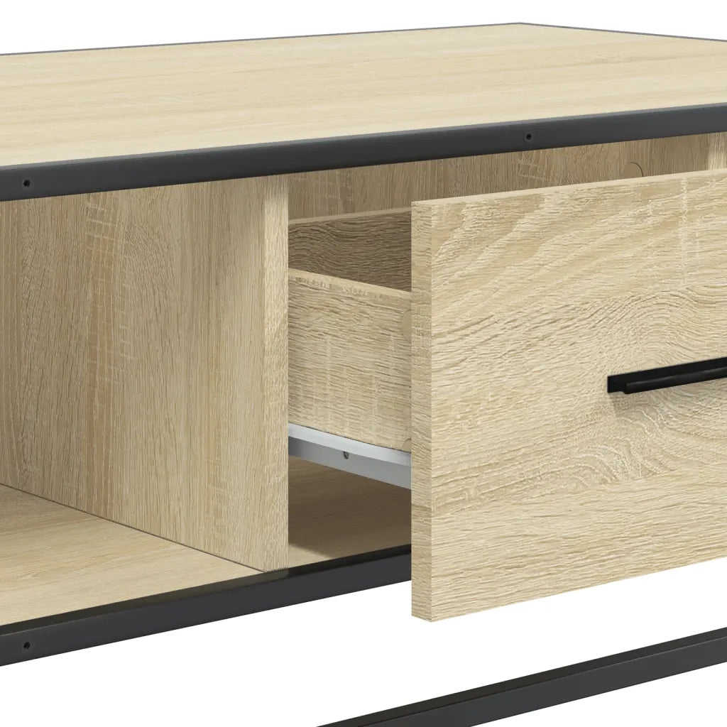 Tavolino Rovere Sonoma 100x57x35 cm Legno Multistrato Metallo 848760
