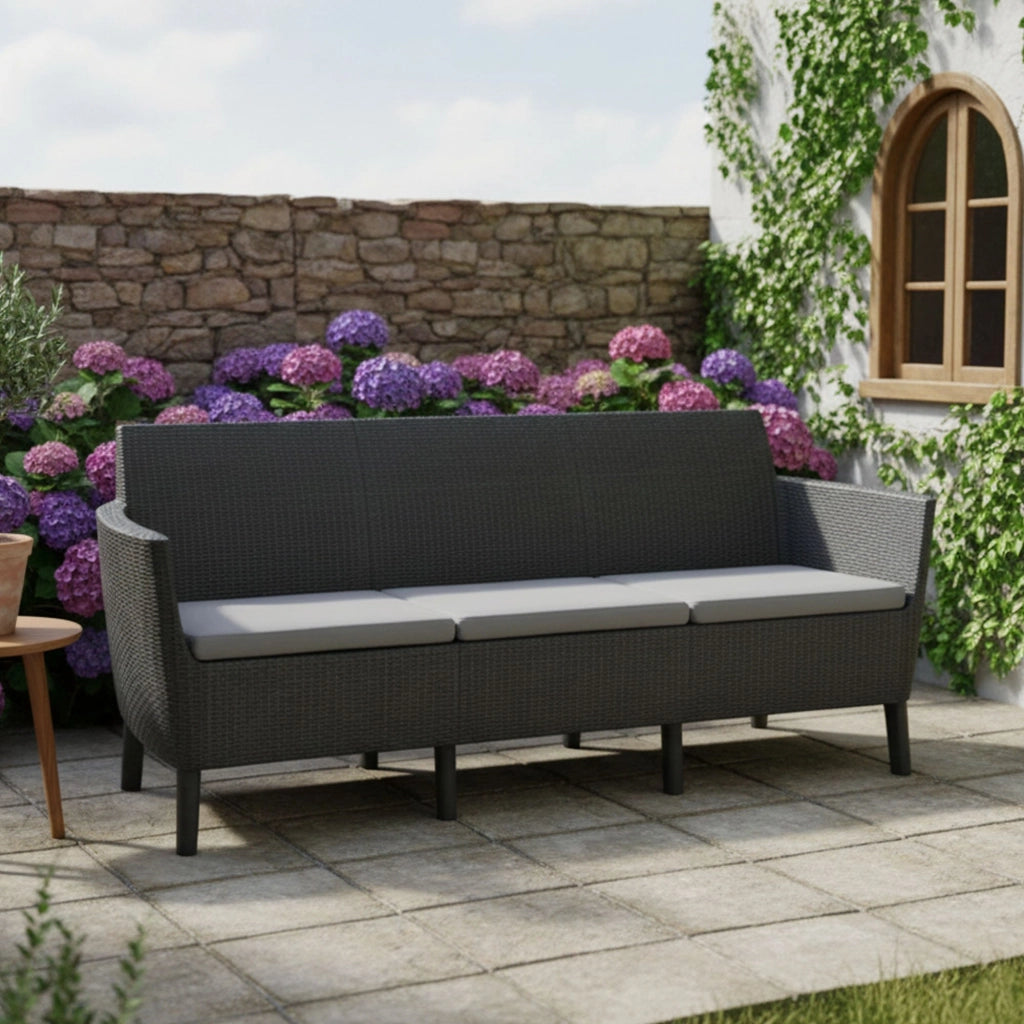 Divano da esterno Winnipeg, Sofà da giardino, Divanetto outdoor, Divano per terrazzo, 187x67 h76 cm, Antracite
