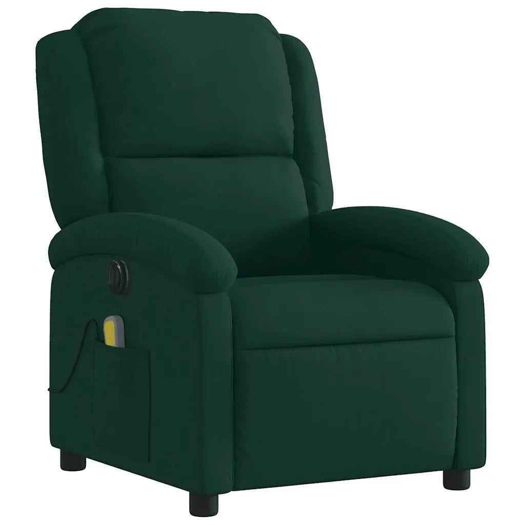 Poltrona Massaggiante Reclinabile Elettrica Verde Scuro Velluto 3204291