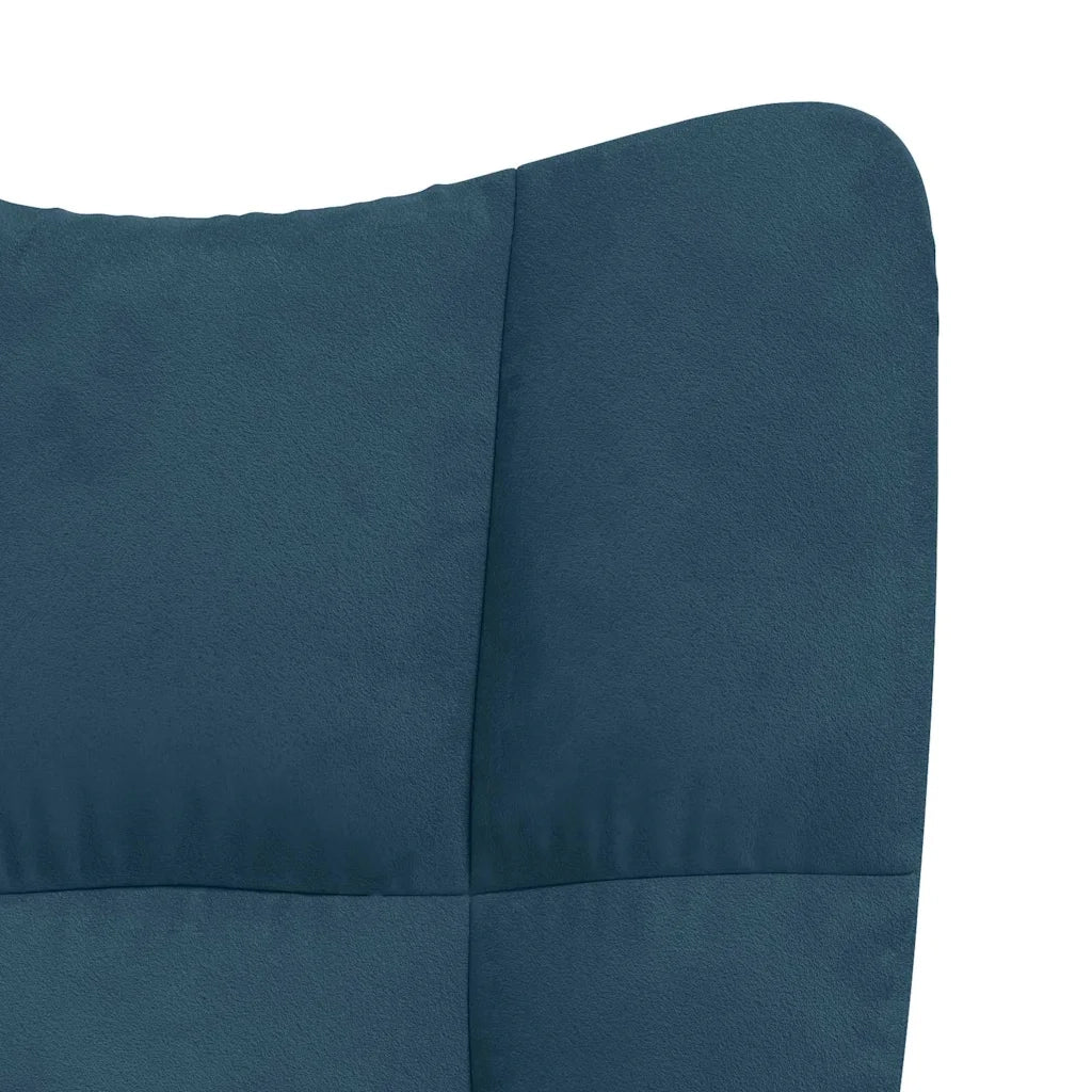 Sedia a dondolo con sgabello in velluto blu 328160