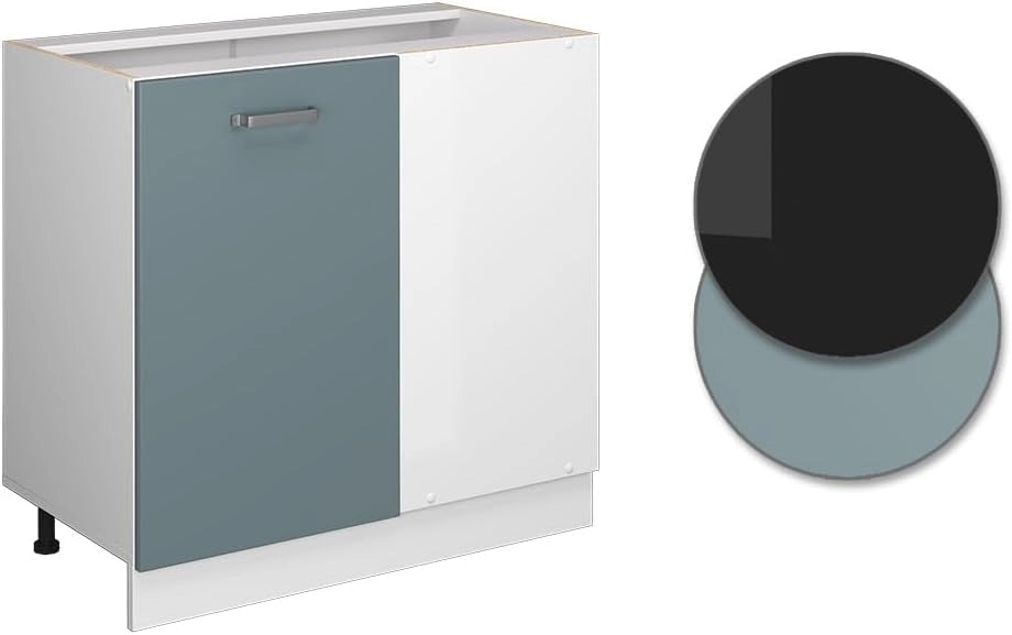 Mobile ad angolo cucina R-Line, Grigio-blu, 86 cm senza piano di lavoro, per la libera combinazione all'interno di sistemi cucina modulari
