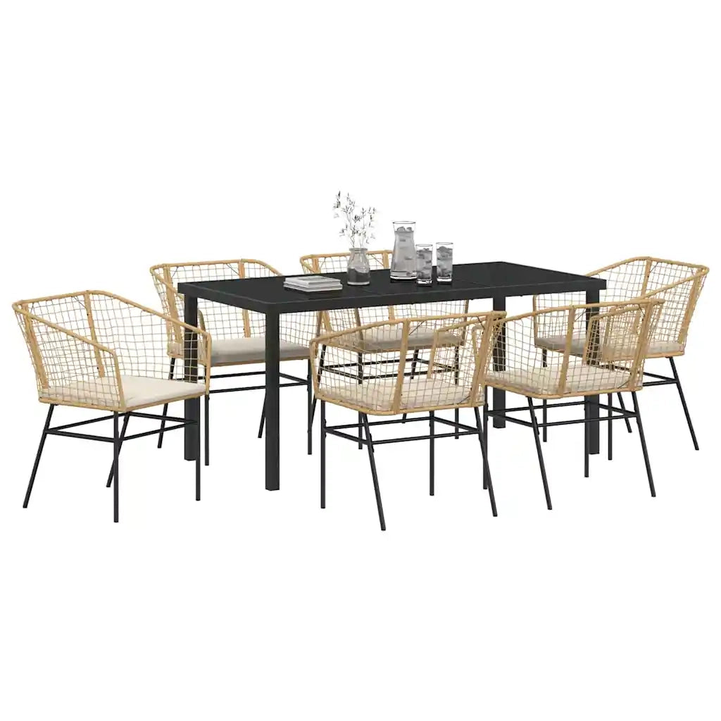 Set da Pranzo per Giardino 7 pz | Set Salotto da Giardino Marrone polyrattan