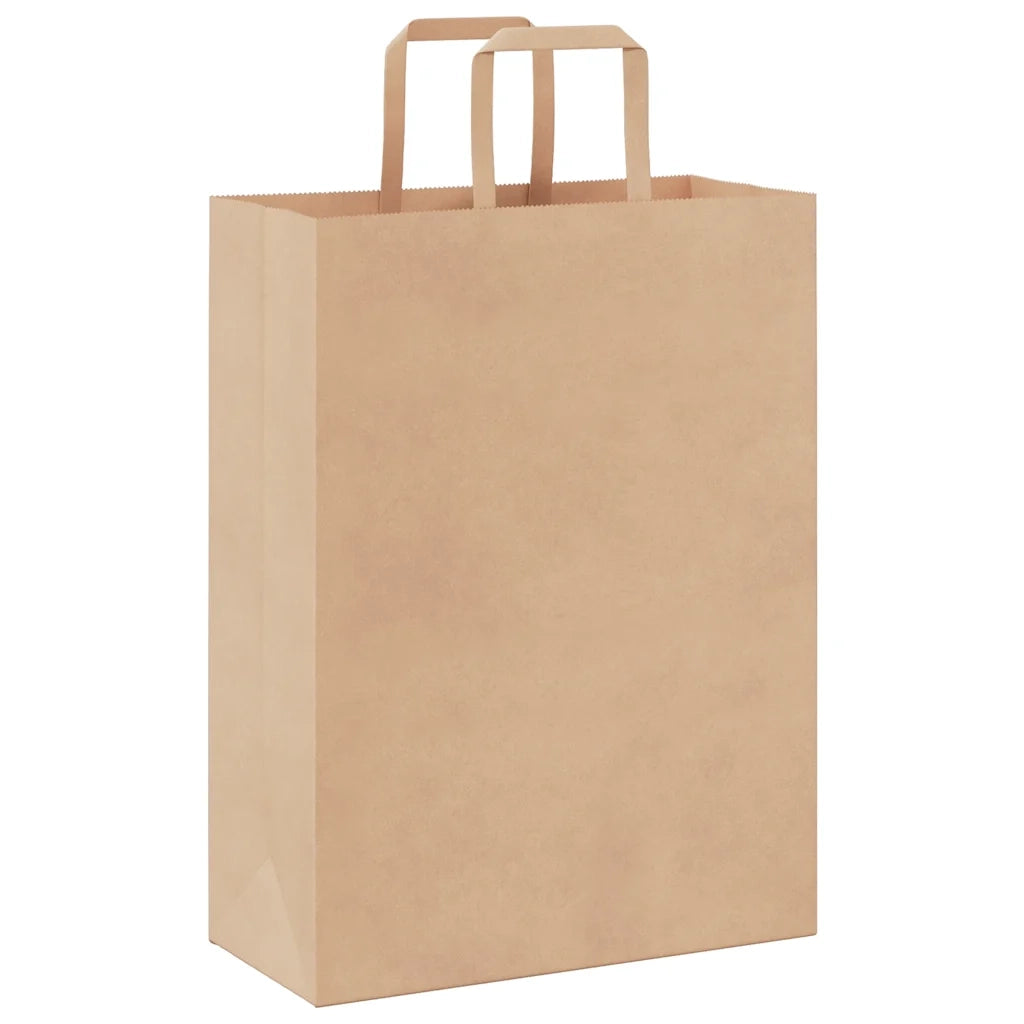 Sacchetti di Carta 250 pz con Manici Marrone 26x12x35 cm 4101814