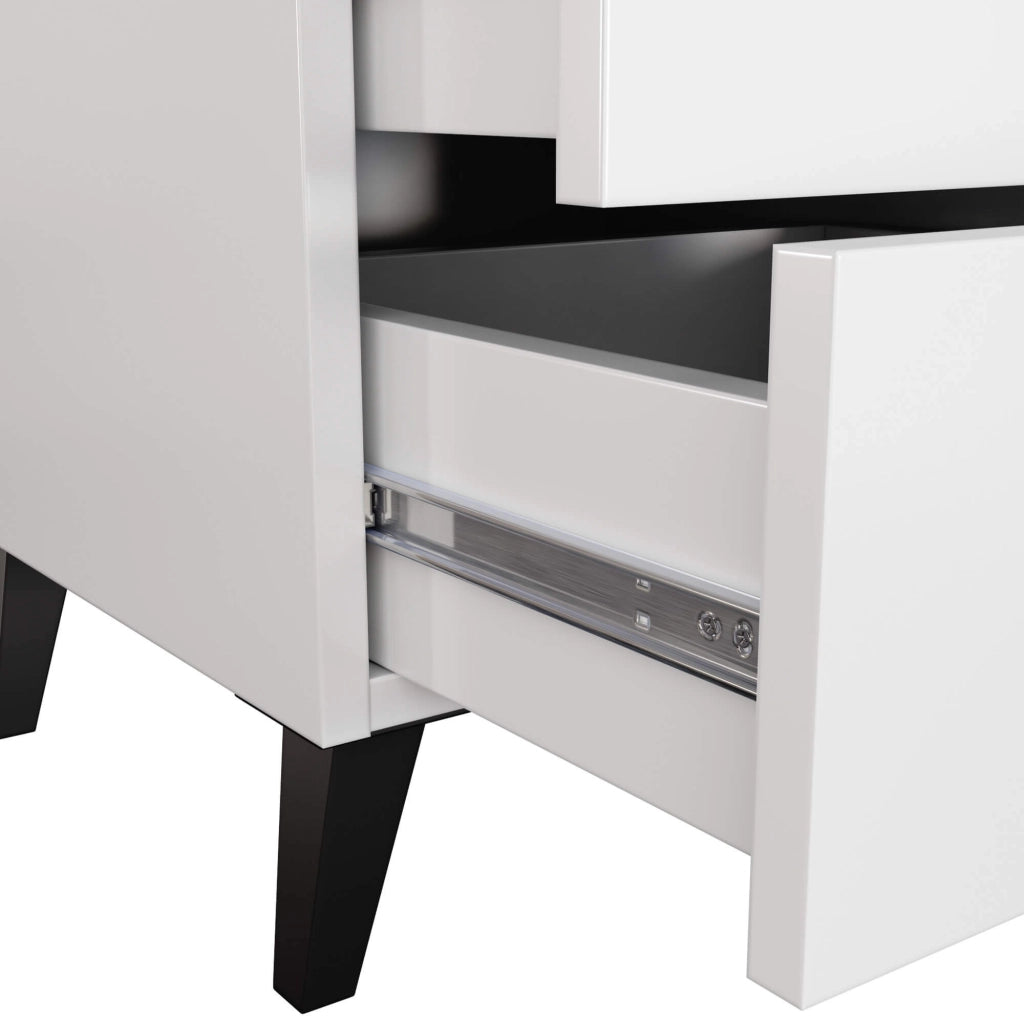 Comodino AKORD MOBI color bianco con 2 cassetti L40 x H43 x P37 cm