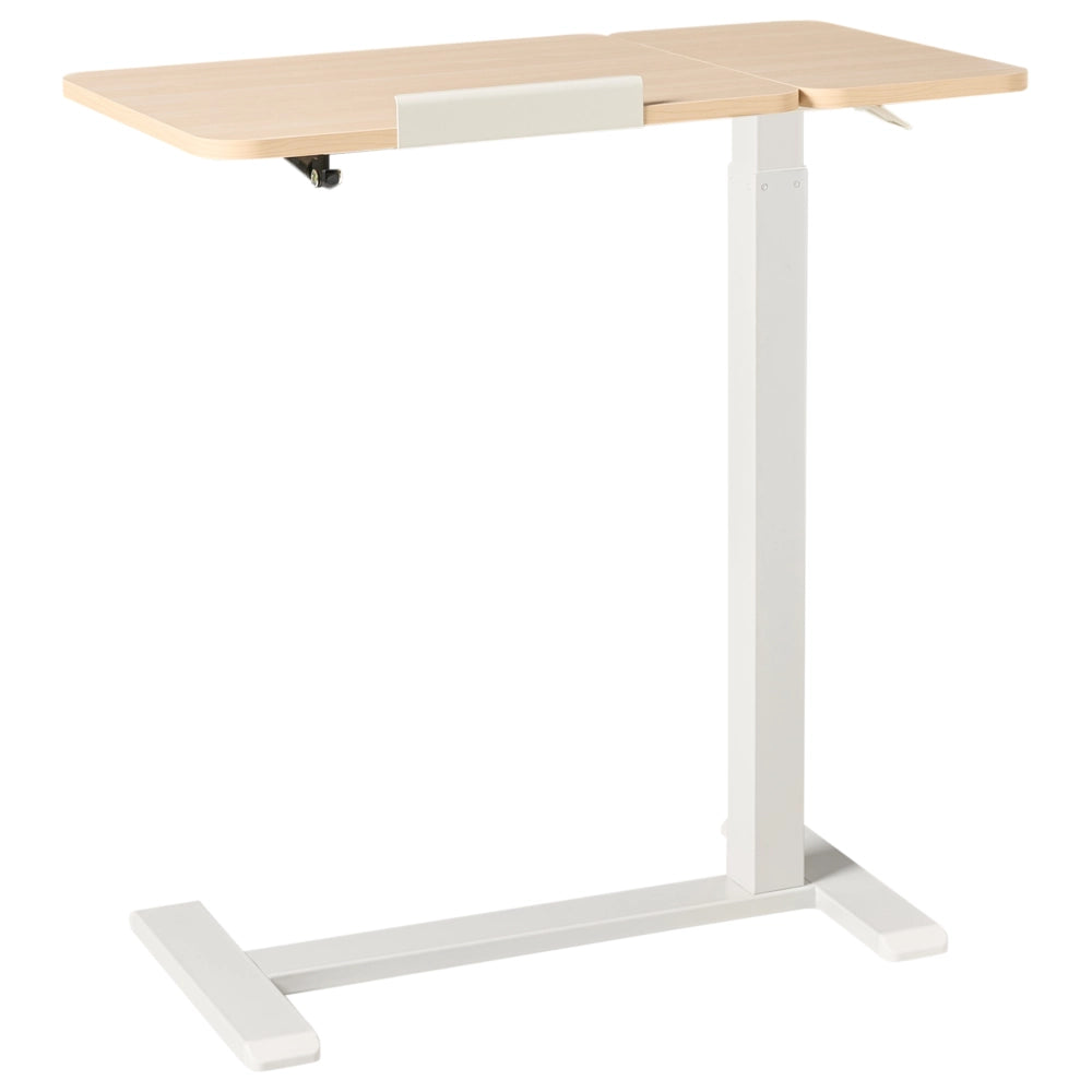 Scrivania per laptop in piedi regolabile manualmente telaio in acciaio marrone chiaro e bianco 70 x 40 cm struttura in acciaio verniciato a polvere