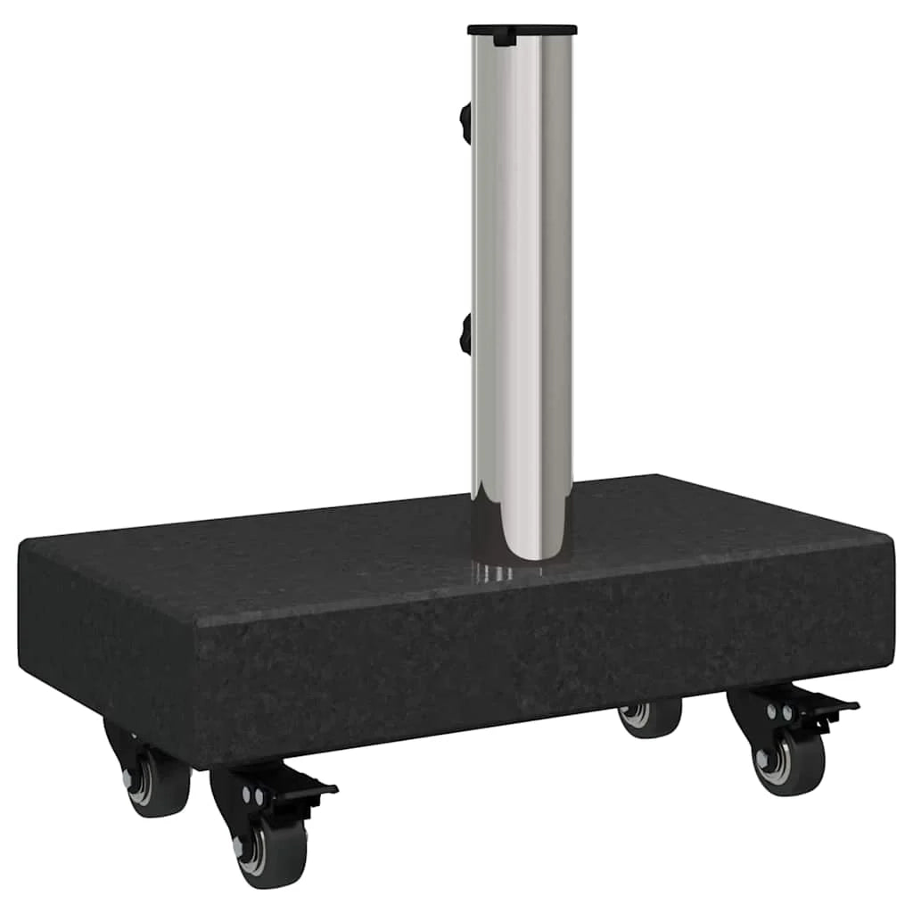 Base rettangolare per ombrellone con ruote pratica per giardino o patio 45 x 25 x 45 cm in granito nero 02_0058857