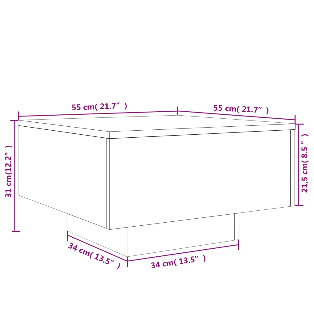 Tavolino da Salotto Grigio Sonoma 55x55x31 cm Legno Multistrato