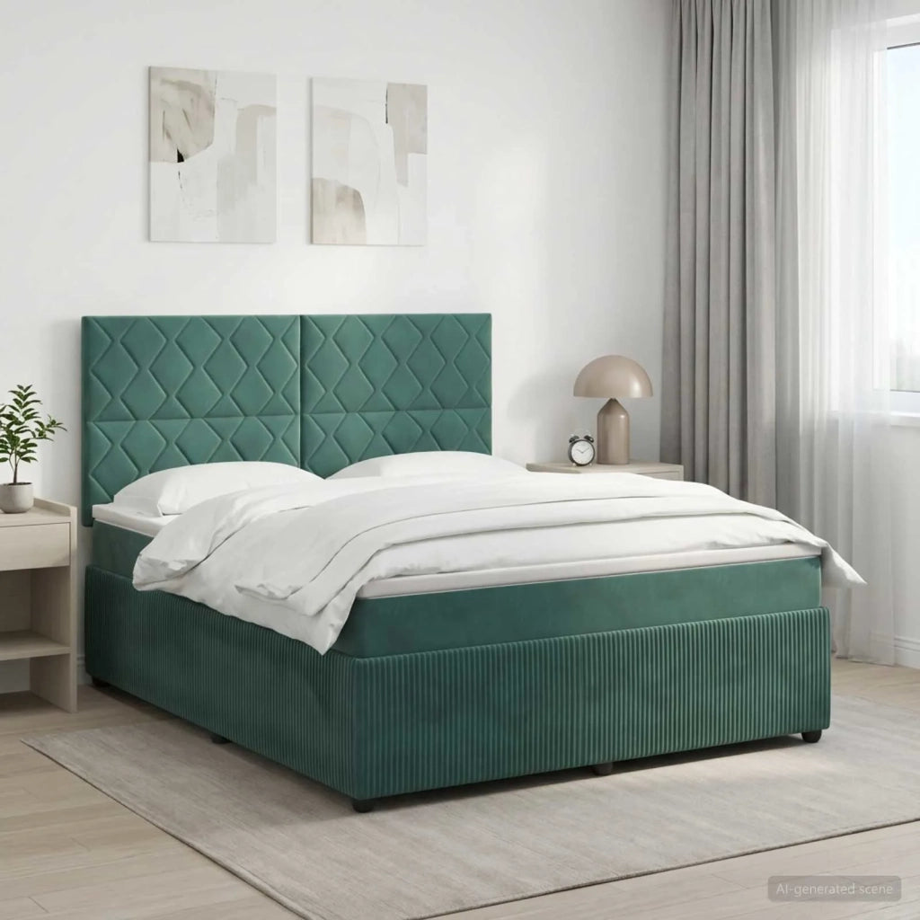 Letto box spring con materasso Verde Scuro 140 x 190 cm Velluto 3454610