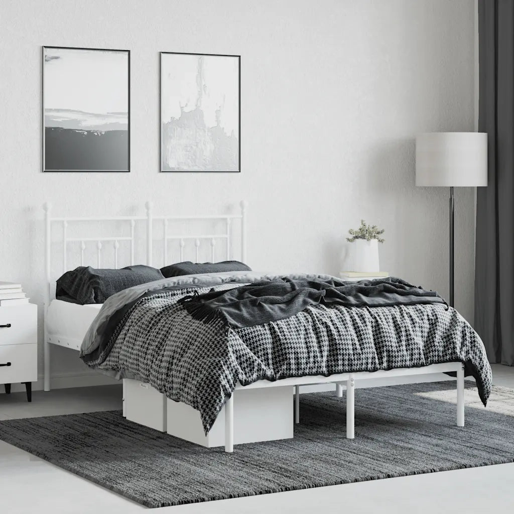 Giroletto con Testiera Metallo Bianco 120x190 cm 353583