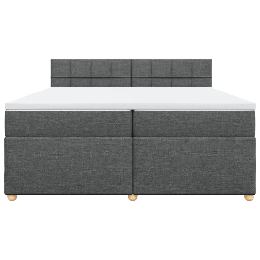Giroletto a Molle con Materasso Grigio Scuro 200x200 cm Tessuto