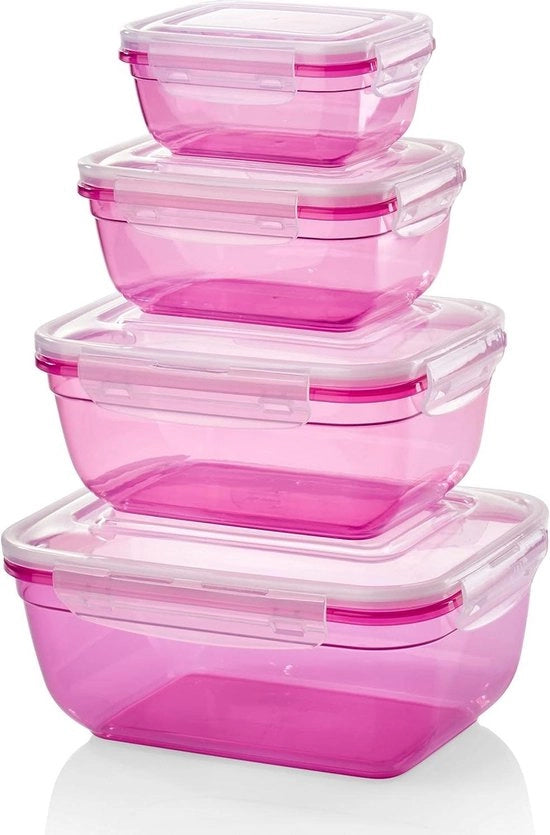 Set di contenitori per alimenti rettangolari 4 contenitori Inerbici Ercolieri BPA liberi - Grande capacità - Organizzazione della cucina.