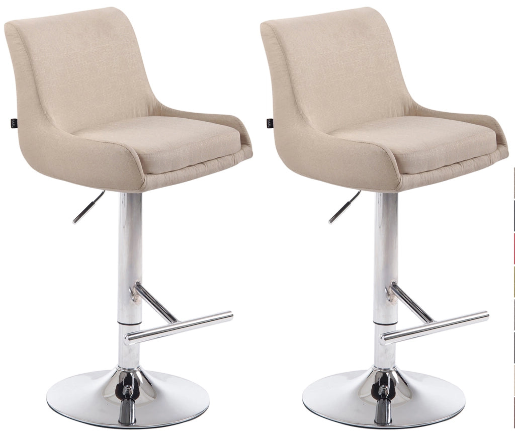 Set 2 Sgabelli Bancone Club in Tessuto crema,cromo