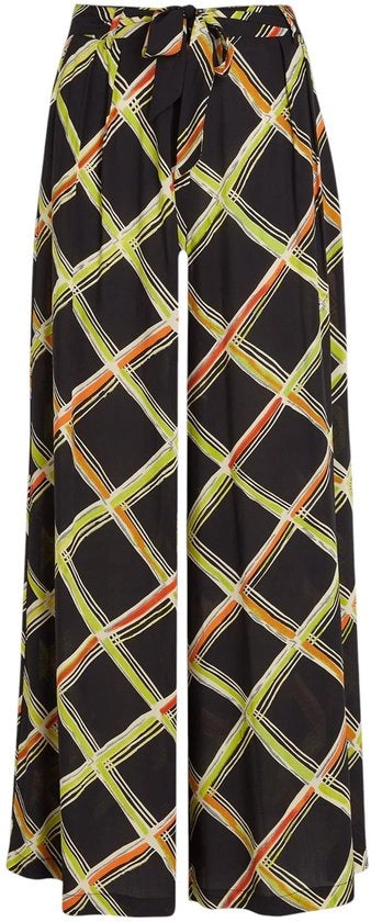 Broek con stile con cinturino - Taselli laterali - Tela di alta qualità - Disegno grafico moderno - Pieghe flatteranti - Pantalone con gonna lunga