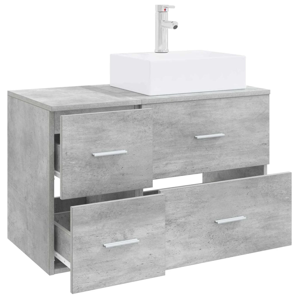 Set di mobili per il bagno 2 pz Grigio Cemento 3403971